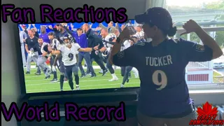 Fan Reactions to Justin Tucker 66 Yard Game Winning NFL Field Goal