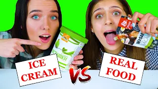 ASMR REAL FOOD VS ICE CREAM SMOOTHIE CHALLENGE | EATING SOUNDS LILIBU