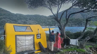 STORM HIT US DURING OUR HOT TENT CAMPING HOLIDAY