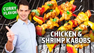 Grilled Chicken and Shrimp Kabobs Recipe - Super Easy on the BBQ #Ad