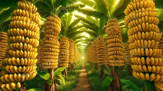 Harvesting Bananas - Modern Agricultural Machinery and Tech. Farming and Agriculture Documentary 🍌