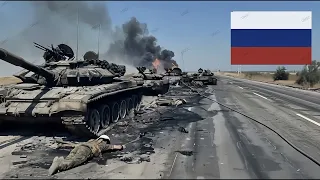 Just happened! US M1A2 ABRAMS, in Ukraine destroy a row of Russian T-90M tanks | at the border