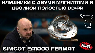 Наушники HiFi. SIMGOT EA1000 Fermat,  с двумя магнитами и двойной полостью DD+PR