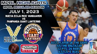 MPBL HIGHLIGHTS: NUEVA ECIJA RICE VANGUARDS VS PAMPANGA GIANT LANTERNS (JULY 1, 2023)