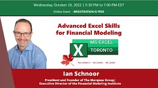 MS Excel Toronto Meetup - Advanced Excel Skills for Financial Modeling - Ian Schnoor