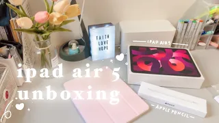 ipad air 5 unboxing (pink) 💖 apple pencil (2nd gen) + accessories | asmr ✨