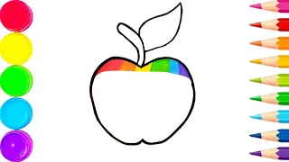 How to Draw and Paint a Delicious Colorful Apple Step by Step Easily | Rainbow, Fruits, Drawing #1