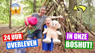 24 UUR OVERLEVEN IN ONZE BOS HUT!! [24 uurs Challenge In De Natuur] ♥DeZoeteZusjes♥