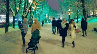 [4K] 🇷🇺MOSCOW Christmas Walk 🎄Happy New Year Lights 🎅 Boulevard Ring. Winter in Russia