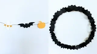 DIY Halloween Garland and Bat Wreath