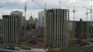 Таймлапс.Работа башенных кранов.