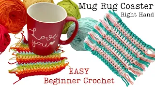 🌺 Crochet EASY & FAST HOW TO Coaster PATTERN BEGINNER YouTube Video DIY Mug Rug RIGHT HAND Knit