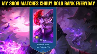 MY CHOU 3000 MATCHES CHOU AND WIN RATE 60% 😢 FOR SOLO RANK MYTHIC GAMEPLAY EVERYDAY! - MLBB