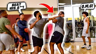 HE GOT DROPPED.. HUGE FIGHT BREAKS OUT AT THE GYM! (5v5 Basketball)