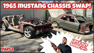 CUTTING UP A PERFECT NEW CAR! MUSTANG HOT ROD BUILD GETS ITS DONOR CHASSIS! KUSTOM RAT ROD! PART 2!