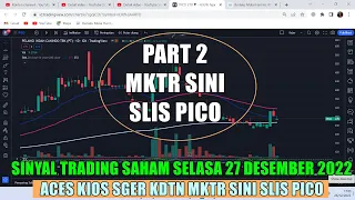PART 2 Sinyal Selasa 27 Desember 2022 Rekomendasi saham scalping trading MKTR SINI SLIS PICO Analisa