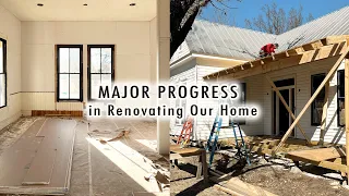 MAJOR PROGRESS In Renovating Our Home!! (Sheetrock, Fireplace, Front Porch & Doors!) | XO, MaCenna