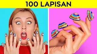 TANTANGAN 100 LAPISAN || 100 Lapis Riasan Wajah || 100+ Lapisan Terhebat oleh 123 GO! CHALLENGE
