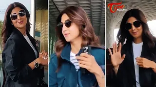Shilpa Shetty Beautiful Looks In Black Dress At Mumbai Airport |TeluguOne Cinema