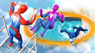 GTA 5 Rainbow Spiderman Jumping Into Portals (Ragdolls/Euphoria Physics) #24