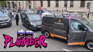 Trades united van convoy protest in Westminster