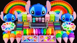 Stitch Rainbow Slime Mixing Random Cute | Shiny things Into Slime | Making By Yo Yo Slime