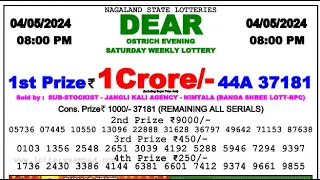 Nagaland Lottery Sambad Live today 8PM 04.05.2024 Dear Bengal Morning Evening Night May 04, 2024