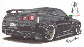 Nissan GT-R  JDM STYLE-Time Lapse drawing