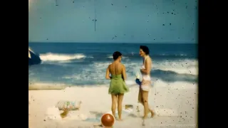 HD: Vintage Home Movie: Family Beach Vacation, USA, 1950s. 720p60