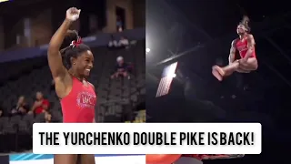 Simone Biles trains the Hardest Yurchenko Double Pike Vault at 2023 US Classics.