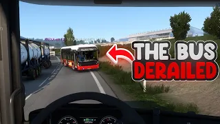 NOOBS on the road #25 - The bus derailed | Funny moments - ETS2 Multiplayer