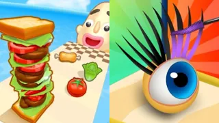 Sandwich Runner vs Teeth Runner vs Dream Lashes - All Levels Gameplay Mobile