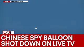 The moment the Chinese spy balloon was shot down, ordered by President Biden | FOX 13 Seattle