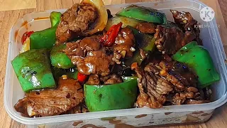 Beef Green Pepper Onion in a Black Bean Garlic Sauce..