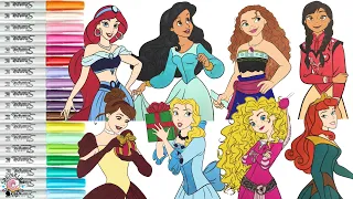 Disney Princess Coloring Book Compilation Color Swap Merida Aurora Anna Moana Belle Aurora Jasmine