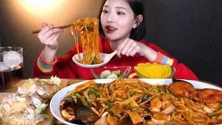 SUB)꾸덕한 해물볶음짬뽕 통통한 크림새우 먹방 feat.깐쇼새우 리얼사운드 Bokkeum jjambbong(seafood stir-fried noodle)Mukbang ASMR