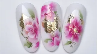 One Stroke flowers for beginners. Acrylic paint nail tutorial. Spring floral nails 💅