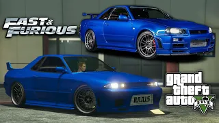 GTA 5: Brian's 'Fast and Furious' Nissan Skyline R34 GT-R - Annis Elegy Retro Custom REPLICA BUILD!