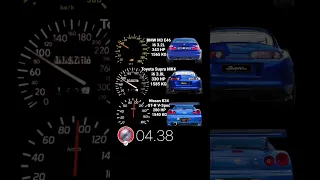 Nissan Skyline R34 vs Toyota Supra MK4 vs BMW M3 E46 #acceleration #vmaxgermany