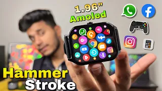 Hammer Stroke Smartwatch✅|| With 1.96” Large LCD Display, inbuilt Games, Bluetooth Calling,
