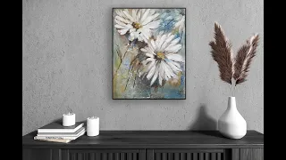 Easy & Simple Abstract Flowers/ Daisies / Textured / Acrylic Painting /  For Beginners/ MariArtHome