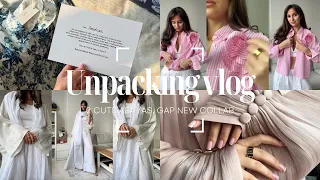 Unpacking vlog: beautiful shiny abayas, new gap collaboration — flower printed dress and pink shirt