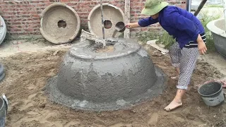 Traditional Technology Construction Concrete - Casting Concrete Pot Extreme Simple,  Work Women