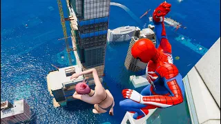 GTA 5 Ragdolls SPIDERMAN Jumps/Fails in 4K 60FPS #6 (Euphoria Physics)