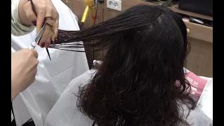 롱헤어 레이어컷 및 퍼머하는법 by 헤띠샘 (왕초보용) Haircut and Permanent Wave