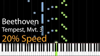 Beethoven - Sonata No. 17 "Tempest", Mvt. 3 (Slow Piano Tutorial) [Synthesia]