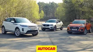 2019 Range Rover Evoque vs Volvo XC40 vs Audi Q3 review | Best small SUVs | Autocar