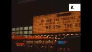 1963 Broadway at Night, New York, Manhattan, Neons, Archive Film, Colour 8mm Home Movie