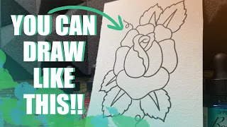 How To Draw A Traditional Rose Tattoo Design Tutorial