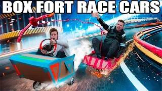 BOX FORT RACE CARS RACE!! 📦🚗 Power Ups, Gadgets & More!